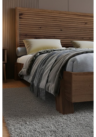 Renazzo Alaz Yatay Başlıklı Masif Ahşap Karyola Ceviz 120x200 Ceviz - 120 X 200