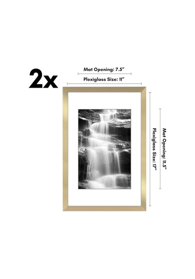 Americanflat 11x17 Resim Çerçevesi 2 İnç Altın Seti - Mat Veya 11x17 Çerçeve İle 8x12 Resim Çerçevesi Olarak Kul