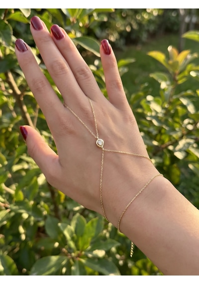 14 Ayar Taşlı Mini Damla Model Şahmeran Altın