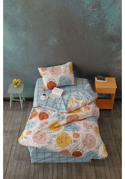 Cozy Home Tek Kişilik Lastikli Çarşaflı Nevresim Takımı Modern Mint