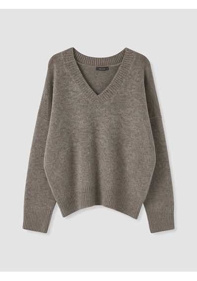 Lcw Vision Kahverengi V Yaka Oversize Kadın Triko Kazak