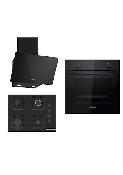 Bosch HBF512BB1T - POP7C6P30O - DWK63PJ60T Siyah Ankastre Set
