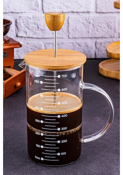 Kapris Leonardo Isıya Dayanıklı French Press 700 Ml B5570 Ahşap - Şeffaf