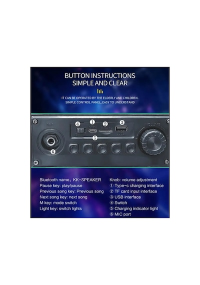 Mikrofonlu Karaoke Hoparlör Şarjlı Taşınabilir Kablosuz Bluetooth Speaker