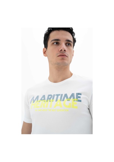 AR-MA Arma Erkek Slim Fit Bisiklet Yaka Tişört Y25344452201 Beyaz