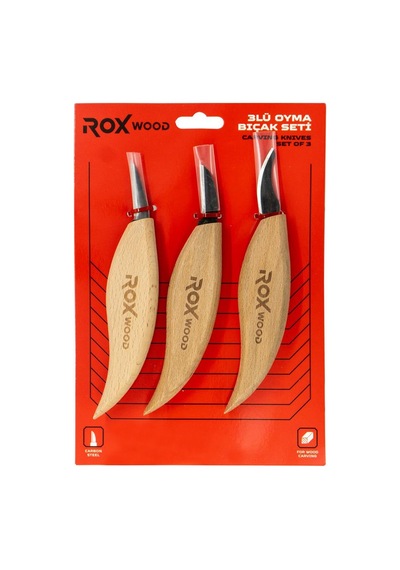 Rox Wood 0376 Ahşap Yontma Ve Oyma Bıçağı 3'lü Set