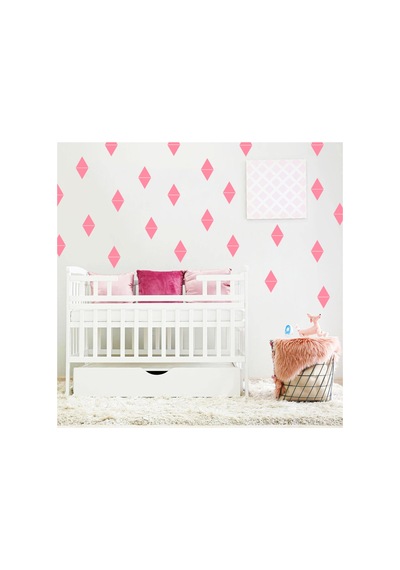 5cm Ebadında 128 Adet Üçgen Sticker Bebe Pembe
