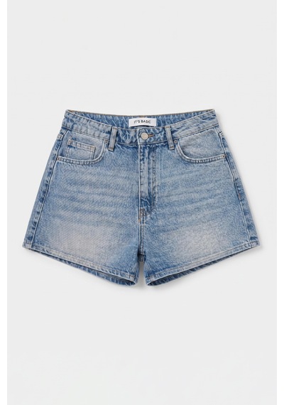 Itsbasic Kadın Mavi 4s6-32 Mom Mini Fit Denim Şort