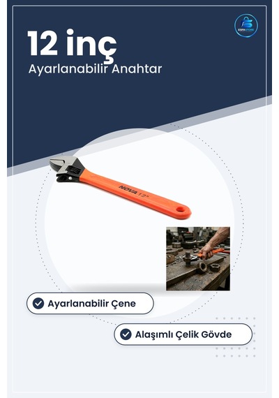 Kurbağacık Anahtar " Ayarlanabilir Çene Alaşımlı Çelik Hırdavat T