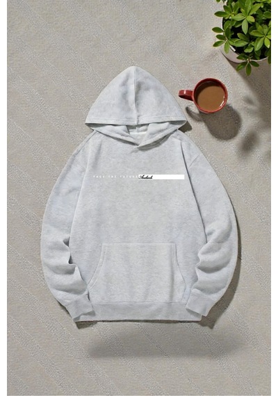Uyguntarz Unisex Future Baskılı Oversize Sweatshirt Gri
