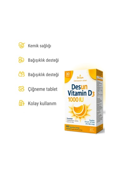 Desun Vitamin D3 1000IU 30 Çiğneme Tableti