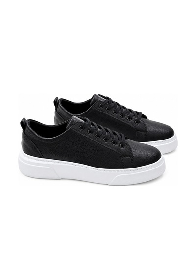 Yalçın Erkek Beyaz Bağcıklı Ortopedik Günlük Sneaker Spor Ayakkabı Kalın Taban Siyah - 919472745 Siyah