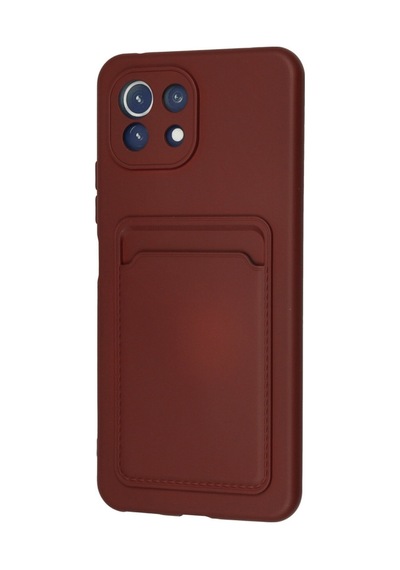 Xiaomi Mi 11 Uyumlu Kılıf Kelvin Kartvizitli Silikon - Bordo