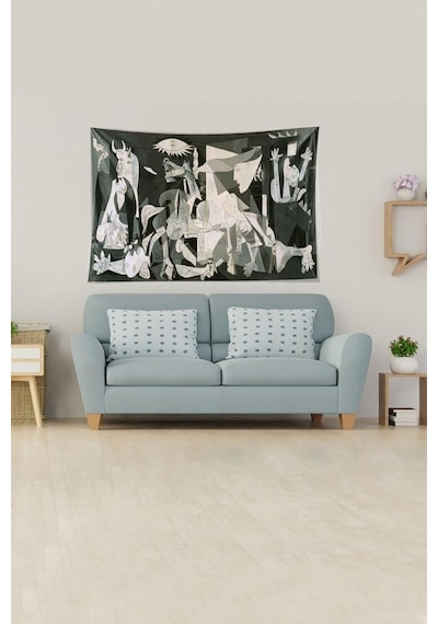 Pelangi Siyah Beyaz Picasso Leke Tutmaz Kadife Kumaş Duvar Örtüsü Duvar Halısı Tapestry Ywll392, 70 X 100 Çok Renkli