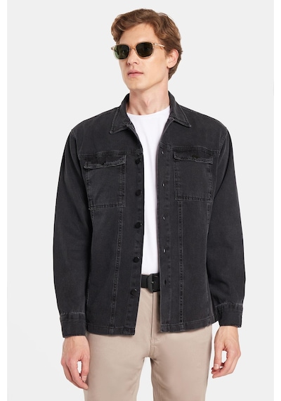 Tudors Erkek Relax Fit Rahat Kesim Denim Çıtçıtlı Uzun Kol Kot Ceket Siyah Gömlek-34847 Siyah Tudors Erkek Relax Fit Rahat Kesim Denim Çıtçıtlı Uzun Kol Kot Ceket Siyah Gömlek-34847 Siyah