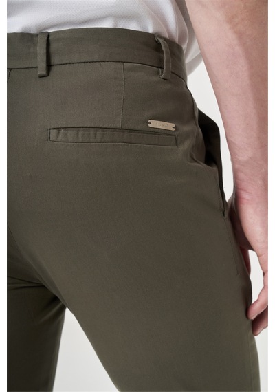 İmza Haki Yan Cep Slim Fit Casual Pamuklu Chino Pantolon 1003260178