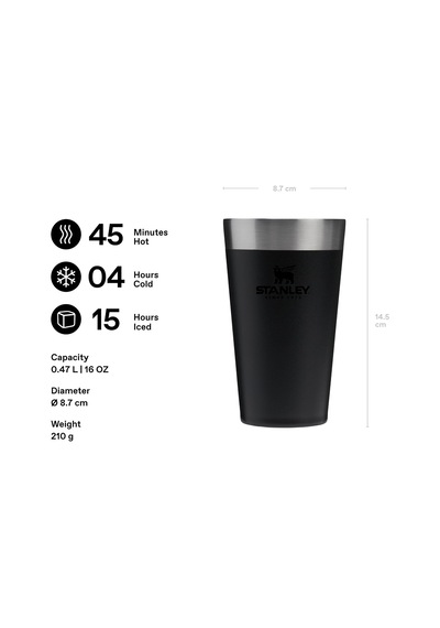Adventure Vakumlu Soğuk İçecek Bardağı 0.47 Litre - Siyah 2.0 Paslanmaz Çelik Çok Renkli