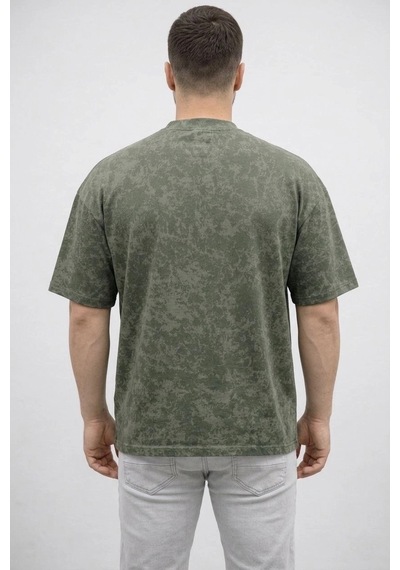 Erkek Premium Tişört Osy Yumuşak Dokulu Yıkamalı Oversize T-shirt - Haki