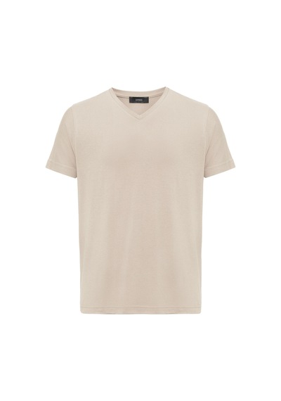 Antioch Basic V Yaka Erkek T-shirt Koyu Bej