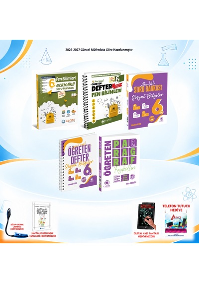 Çanta Yayınları 2026-2027 6. Sınıf Tüm Dersler 5 Kitap Fen-sos Soru/fen-sos Defter/paragraf Set