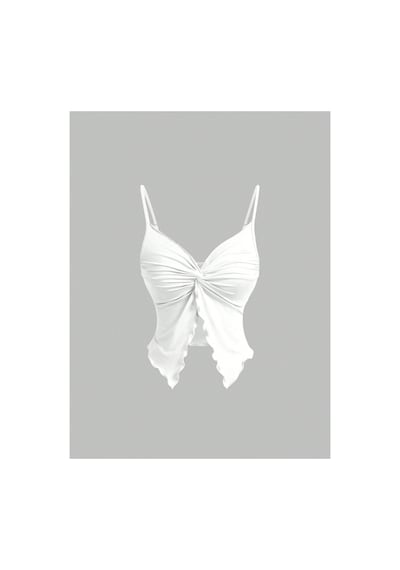 Meren Like Your Style Beyaz Ön Büküm İnce Askılı Crop Beyaz