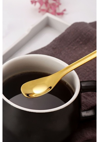 304 Çelik 15,5 Cm Gold Kahve Latte Meyvesuyu Kokteyl Barmen Kaşığı Cin942sr