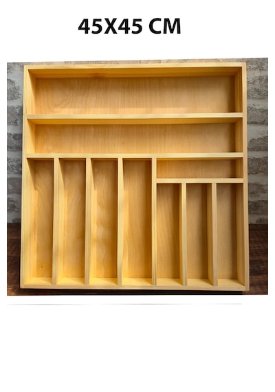 45x45 Cm Ahşap Kaşıklık El İşçiliği Masif Ahşap Organizer
