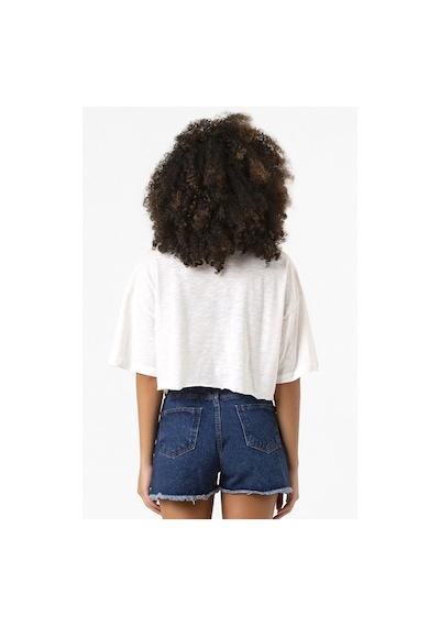 Lightbulb & Brain Beyaz Kırçıllı Kadın Crop Tshirt Beyaz