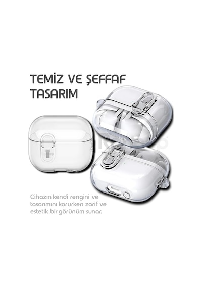 Samsung Galaxy Buds 3 Pro Ve Buds 3 İçin Güvenlik Kilit Tasarımlı Şeffaf Kulaklık Kılıfı Darbeye Çizilmeye Ve