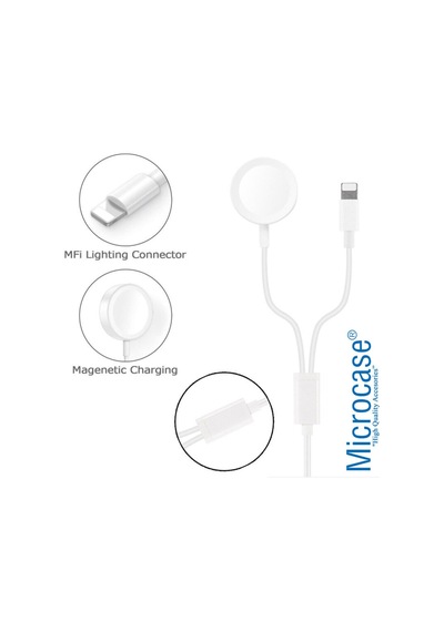 Apple Uyumlu Watch Seri 6 40 Mm 2In1 Manyetik Şarj Aygıt+Usb Kablo (473991726)