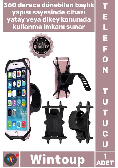 Telefontutucu Navigasyon Yatay Dikey Güçlü Tutuş Sarsıntı Önler Motosiklet Bisiklet Telefon Tutucu