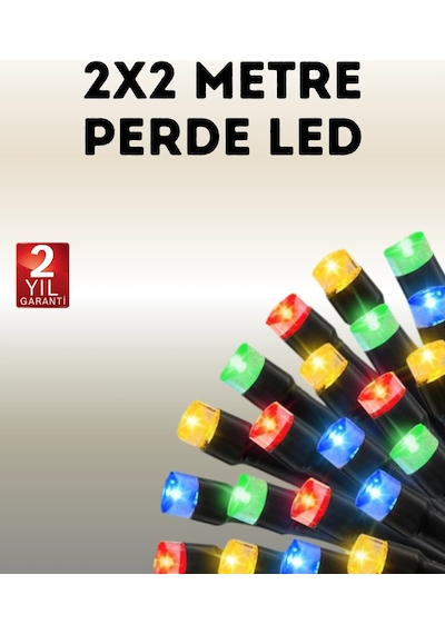 Taşınabilir Pil İle Çalışan Led Işık - 2x2 Metre Perde Modeli Renkli