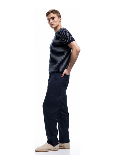 Koton Cep Detaylı Beli Bağcıklı Oversize Keten Pantolon Lacivert 5sam40151hw Lacivert