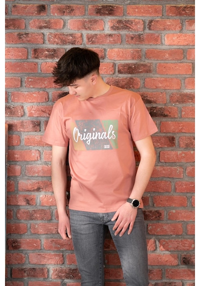 Fbı Jeans Desenli Slimfit Pamuklu Erkek T-shirt Gülkurusu