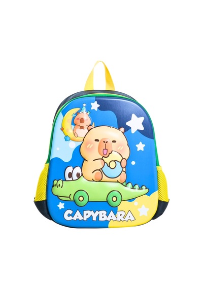 Capybara Lisanslı Çocuk Okul Sırt Çantası Eva Ön Yüzeyli Yeşil