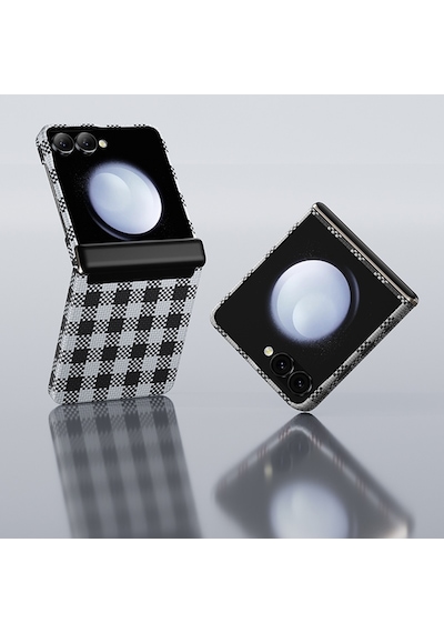 Galaxy Z Flip 7 Uyumlu Kılıf M-safe Özellikli Ekose Benks Armorair Armorvichy Kevlar Kapak Siyah