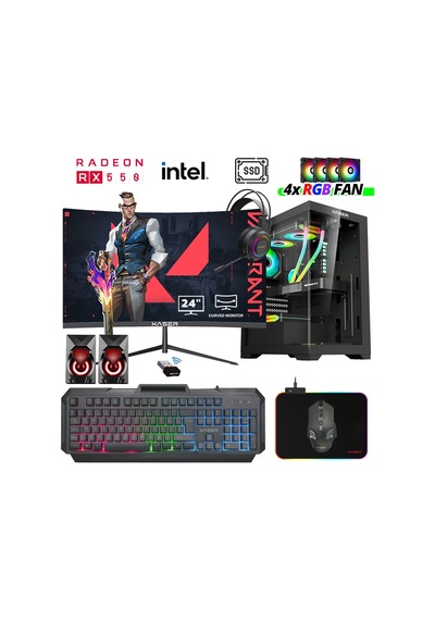Xaser XSR1016 i5-7400 16 GB 512 GB SSD 4 GB RX550 24" Free Dos Masaüstü Oyuncu Bilgisayarı