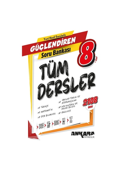 Ankara Yayıncılık 8. Sınıf Güçlendiren Tüm Dersler Soru Bankası