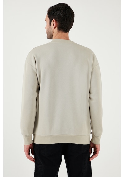 Buratti Regular Fit Bisiklet Yaka Pamuklu Içi Tüylü Yumuşak Şardonlu Erkek Sweat 5905255 Krem