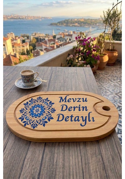 Kahve Keyfi Temalı Afilli Kahve Sunum Tablası Figür 2