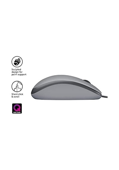 M110 Usb Kablolu Sessiz Mouse, Dizüstü Bilgisayar, Notebook, Pc Ve Mac İçin Quiet Click Teknolojili, Usb-a Bağlantılı, Sağ Ve Sol Elle Kullanıma Uygun, Gri