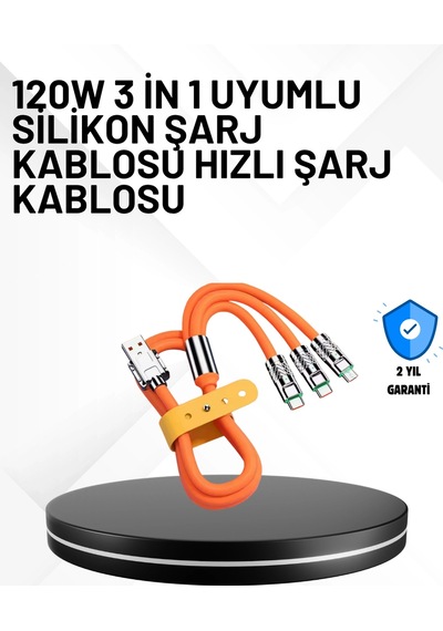 3 Ü 1 Arada Kablo 120w Hızlı Şarj Ve Veri Aktarımı Özellikli Çok Renkli