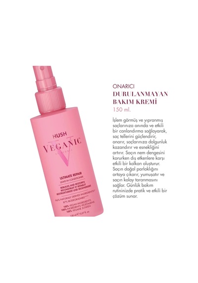 Hush Veganic Ultimate Repair Yıpranmış Saçlar İçin Onarıcı Durula