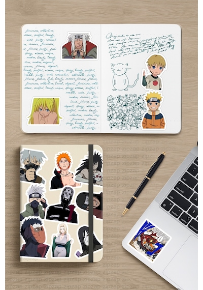 Naruto Ve Shippuuden Anime Telefon Laptop Bullet Journal Yapışkanlı Folyo Sticker Paketi 30 Adet Çok Renkli