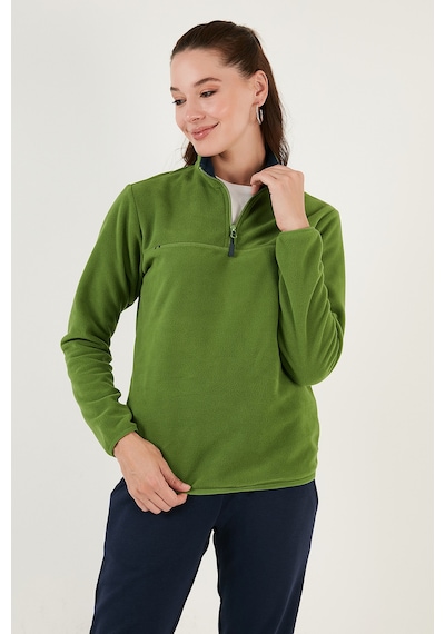 Lela Slim Fit Yumuşak Dokulu Anti-Pilling Tüylenme Yapmayan Yarım Fermuarlı Bayan Polar 5907000 Fistik Yeşil