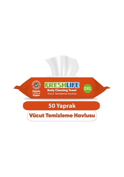 Freshlife Hasta Vücut Temizleme Islak Mendil Havlu 50 Yaprak XL 9'lu Set