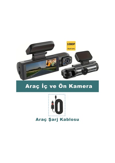Araç İçi Kamera, 2 Lens, 1080p Full Hd, Dvr Dashcam, Ön Ve İç Kayıt, Gece Görüşlü Bbm8dashcam