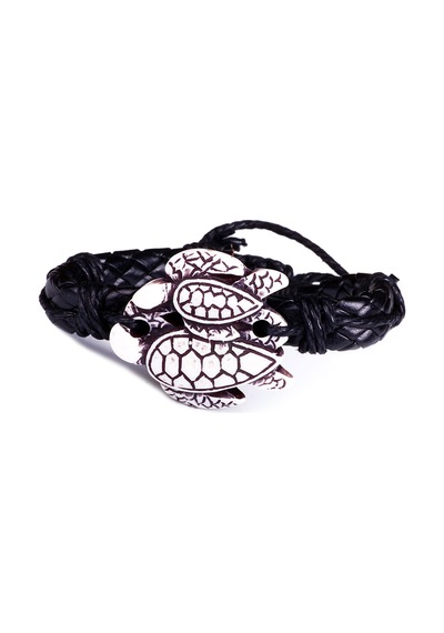 Tblk01379 İkili Deniz Kaplumbağası Figür Deri Unisex Bileklik 1351-1390 Çok Renkli