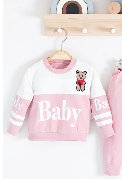 Babydonat Baby Desenli 2'li % 100 Pamuk Kız Bebek Takımı Pembe