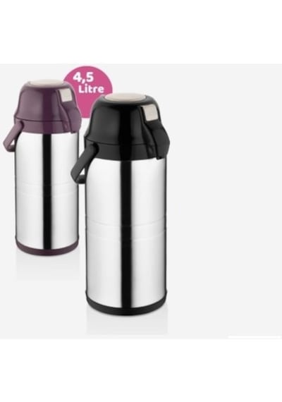 Relax Çift Katlı Pompalı 4,5 Litre Çelik Termos